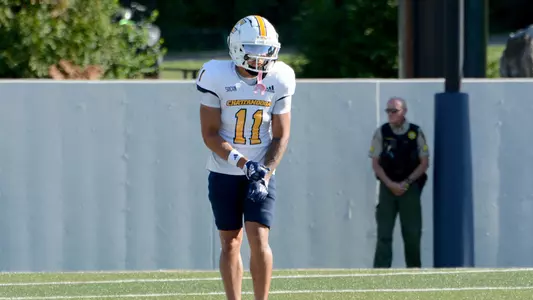 Sam Phillips awaits the snap to break from the line of scrimmage in the win at ETSU