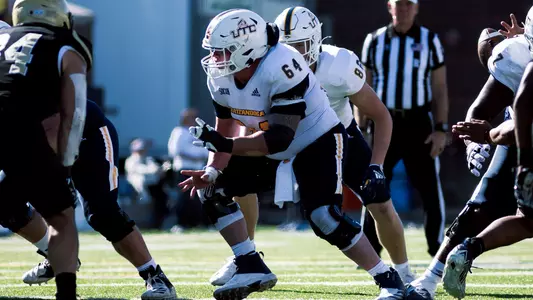 Reid Williams opens a hole a the center of the Wofford defensive line in the October win