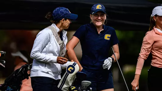 Makenzie Cooper shares a laugh on the 1st tee with Coach Colette Murray prior to the 2nd round of the Chattanooga Classic