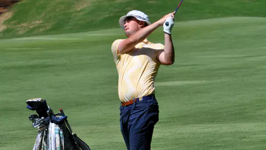 Paul Conroy completes swing reaching the green in 2 on par 5 7th at SoCon Championships