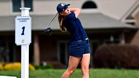 Makenzie Cooper tees off to start the Mocs play in round two of the Chattanooga Classic