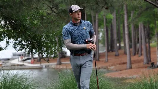 Garrett Engle stares down his drive at the Southern Conference Championships