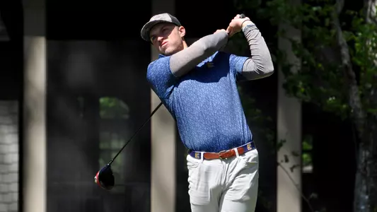 Garrett Engle drives the ball at the Southern Conference Championships