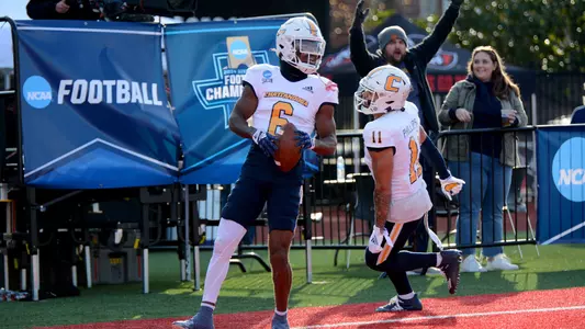 Javin Whatley celebrates his TD reception in the FCS Playoffs win at Austin Peay