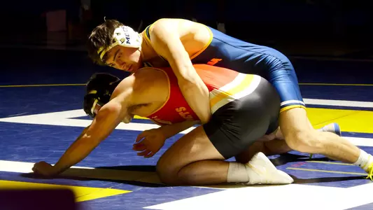 Sergio Desiante gets one of his 4 takedowns in his VMI dual