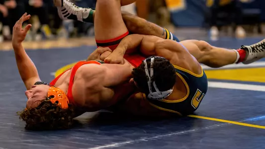 Noah Castillo has his Princeton opponent in a pinning predicament in the November dual