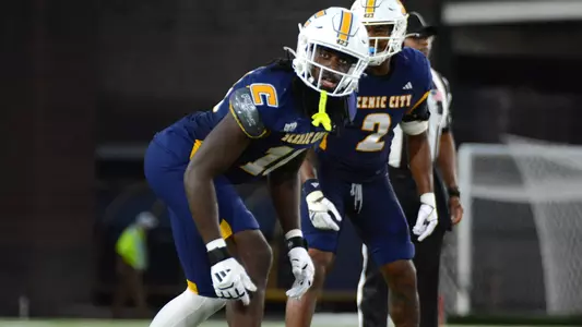 Orlando Daniels looks to the sidelines between plays in the win over Stetson