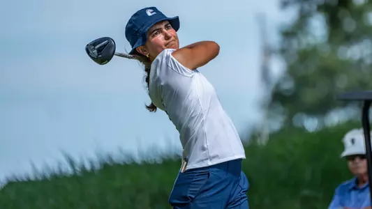 Violeta Fernandez-Tagle stares her tee shot down with a smirk on her face at Vandy