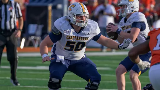 Devin Lively sets the front of the pocket for the Mocs offense at Mercer
