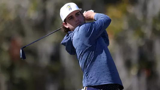 Ethan Whitaker tracks his tee shot at the Battle at Briar’s Creek - Day 1