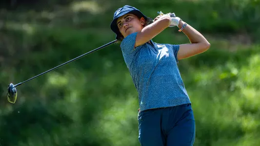 Violeta Fernandez-Tagle stares down her tee shot at Vandy