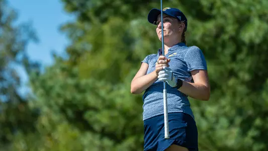 Makenzie Cooper follows her iron approach on a par 3 at Vandy