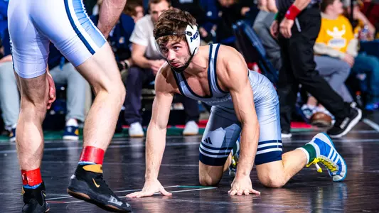 Blake Boarman kneels on the mat looking to reengage his opponent at the Southern Scuffle