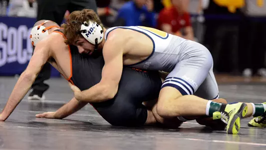 Blake Boarman gets the first takedown in his semifinal matchup with Campbell in SoCon Championships