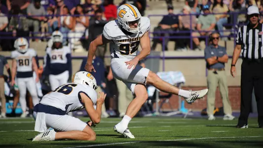 Jude Kelley follows through on one of his two made field goals at Western Carolina