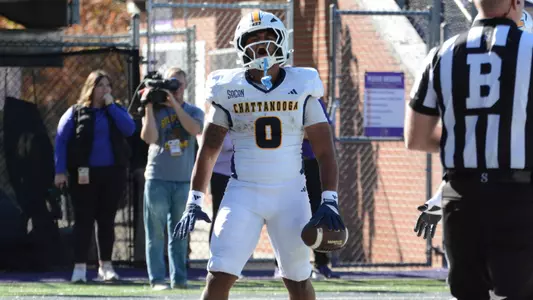 Journey Wyche lets out a barbaric yawp after scoring a touchdown at Western Carolina.