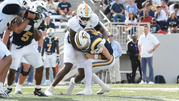 Orlando Daniels provides a crushing blind-side hit in a first half sack at ETSU