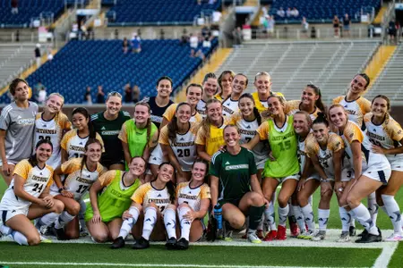 The Chattanooga Mocs soccer team gathers after another top performance at Finley Stadium