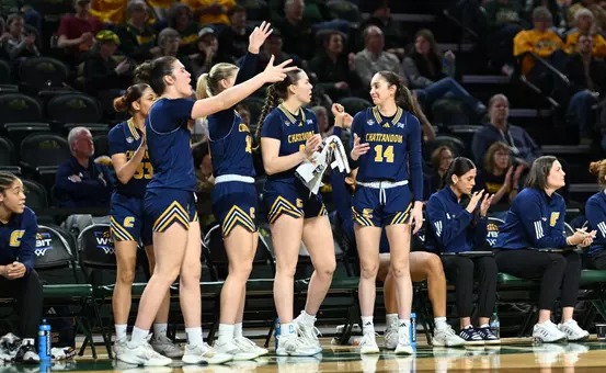 Women's Basketball 3-pointer bench celebration at North Dakota State