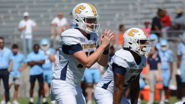 Battle Alberson readies for the snap in the win at The Citadel