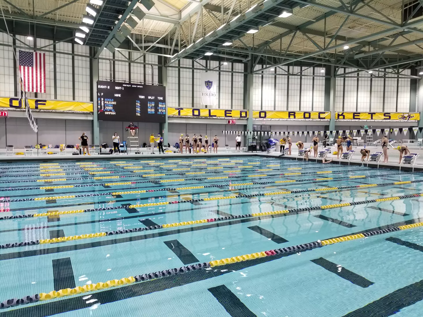 Toledo's swimming and diving team kicked off its 2020-21 season on Friday, Oct. 30 with its annual Blue & Gold meet. The Gold team defeated the Blue team by a score of 139-119.