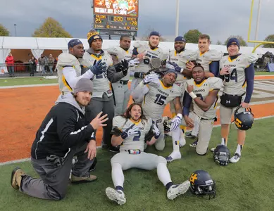 Rocket seniors celebrate the win over Bowling Green.