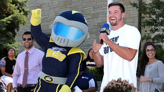 Phillip Ely at pep rally