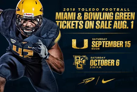 2018 Toledo Football - Miami & BGSU tickets on sale Aug. 1