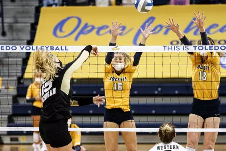 Morman and Erikson Block Attempt vs. Western Michigan