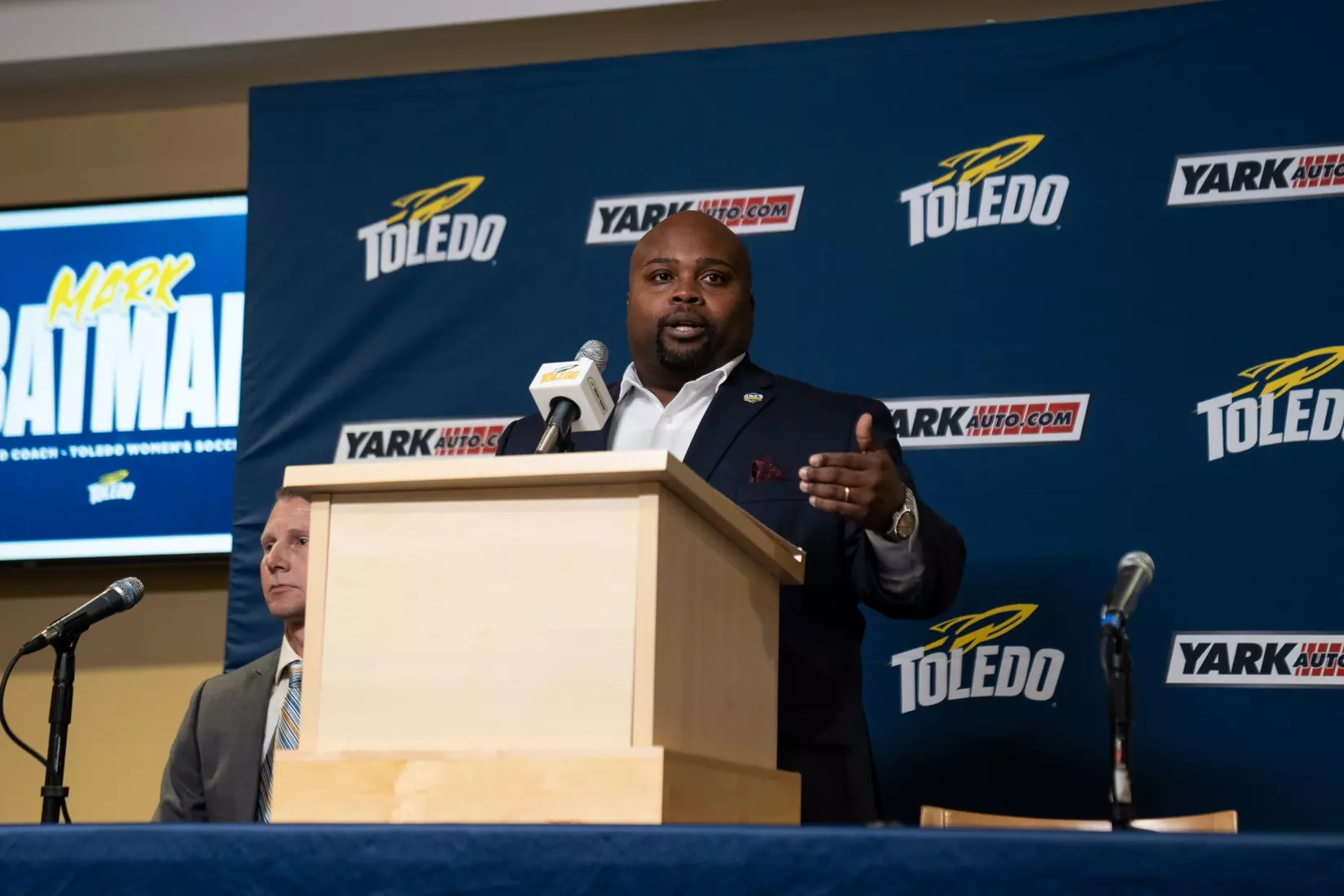 Mark Batman Press Conference in Grogan Room at Savage Arena