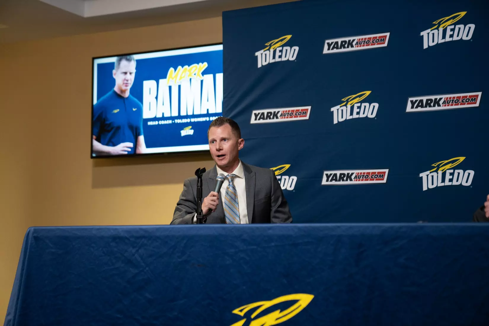 Mark Batman Press Conference in Grogan Room at Savage Arena