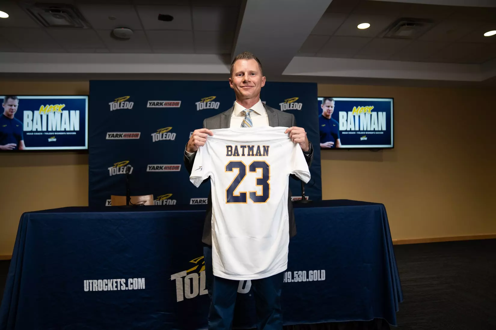 Mark Batman Press Conference in Grogan Room at Savage Arena