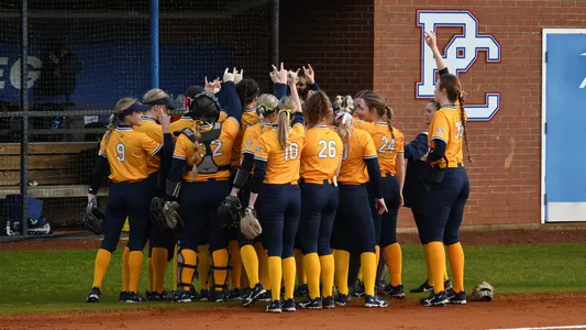 toledo softball huddle at Presbyterian
