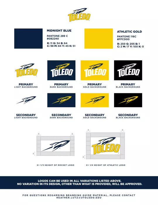 Toledo Athletics Branding Guide One Page