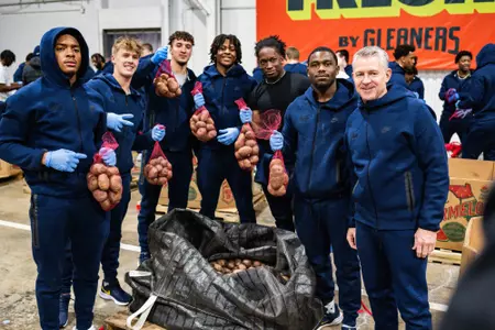 Toledo Rockets at Gleaners Food Bank in Taylor, MI as part of the Game Above Sports Bowl events on Dec 23,2024. (Mike Ferdinande/Game Above Sports Bowl)