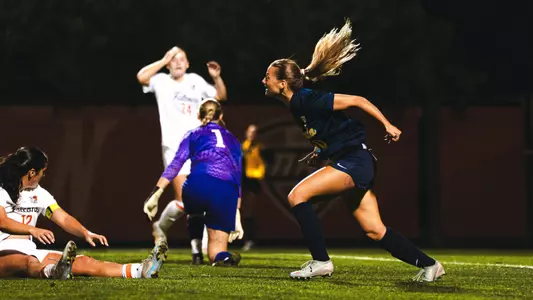 Morgan Spitler celebrates a goal against Bowling Green on Oct. 15, 2026