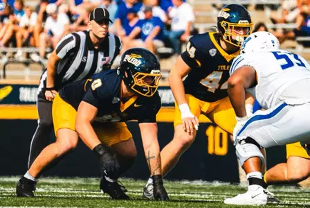 Andrew Zock lines up against Central Connecticut State