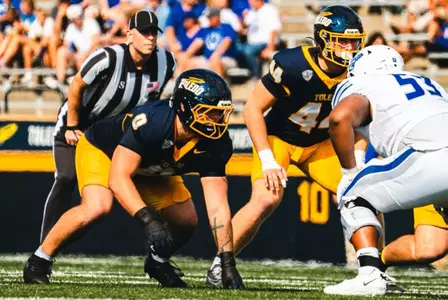 Andrew Zock lines up against Central Connecticut State