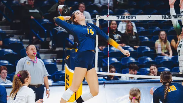 Ava Siefke attacking the ball