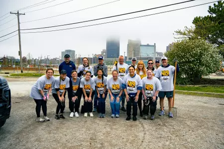 Toledo Athletics group photo at International Park on 419 Day