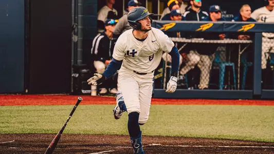 Troy Sudbrook watches a ball he just hit