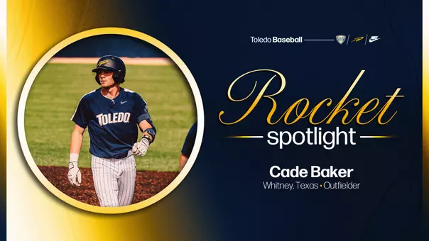 Photo of Cade Baker, hometown of Whitney, Texas, in "Rocket Spotlight" graphic