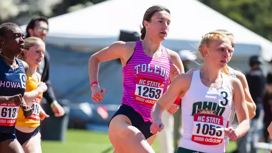 Alex Bauer running outdoors at the 2026 Raleigh Relays meet in Raleigh, N.C.