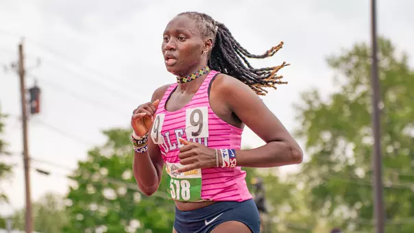 Dorcas Kiptanui running at the 2026 MAC Outdoor Championships