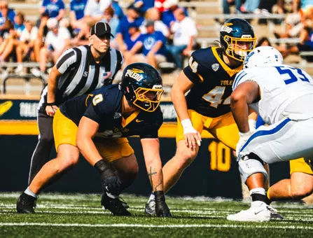 Andrew Zock lines up against Central Connecticut State