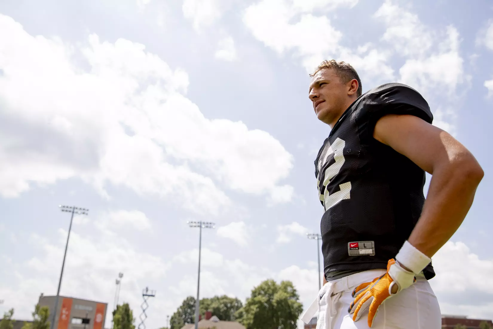 KNOXVILLE, TN - AUGUST 07, 2019 - Quarterback J.T. Shrout #12 of the Tennessee Volunteers during 2019 Fall Training Camp practice on Haslam Field in Knoxville, TN. Photo By Andrew Ferguson/Tennessee Athletics