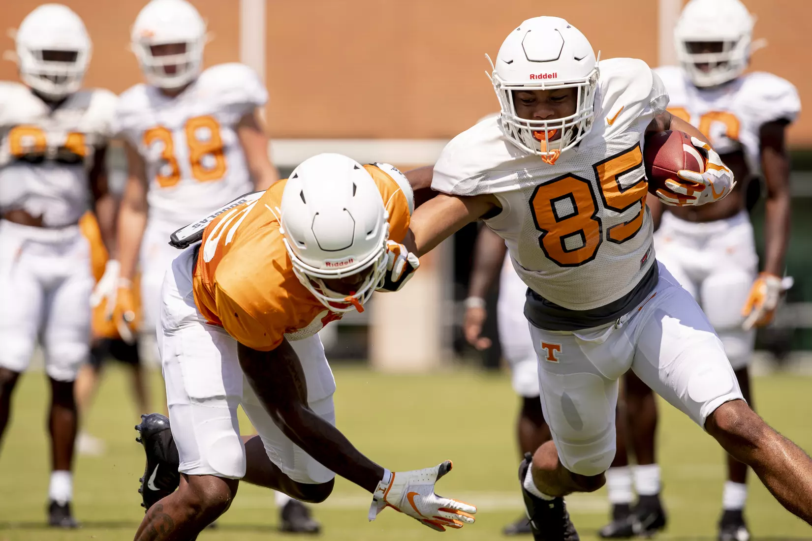 KNOXVILLE, TN - AUGUST 07, 2019 - Tight end Andrew Craig #86 of the Tennessee Volunteers during 2019 Fall Training Camp practice on Haslam Field in Knoxville, TN. Photo By Andrew Ferguson/Tennessee Athletics
