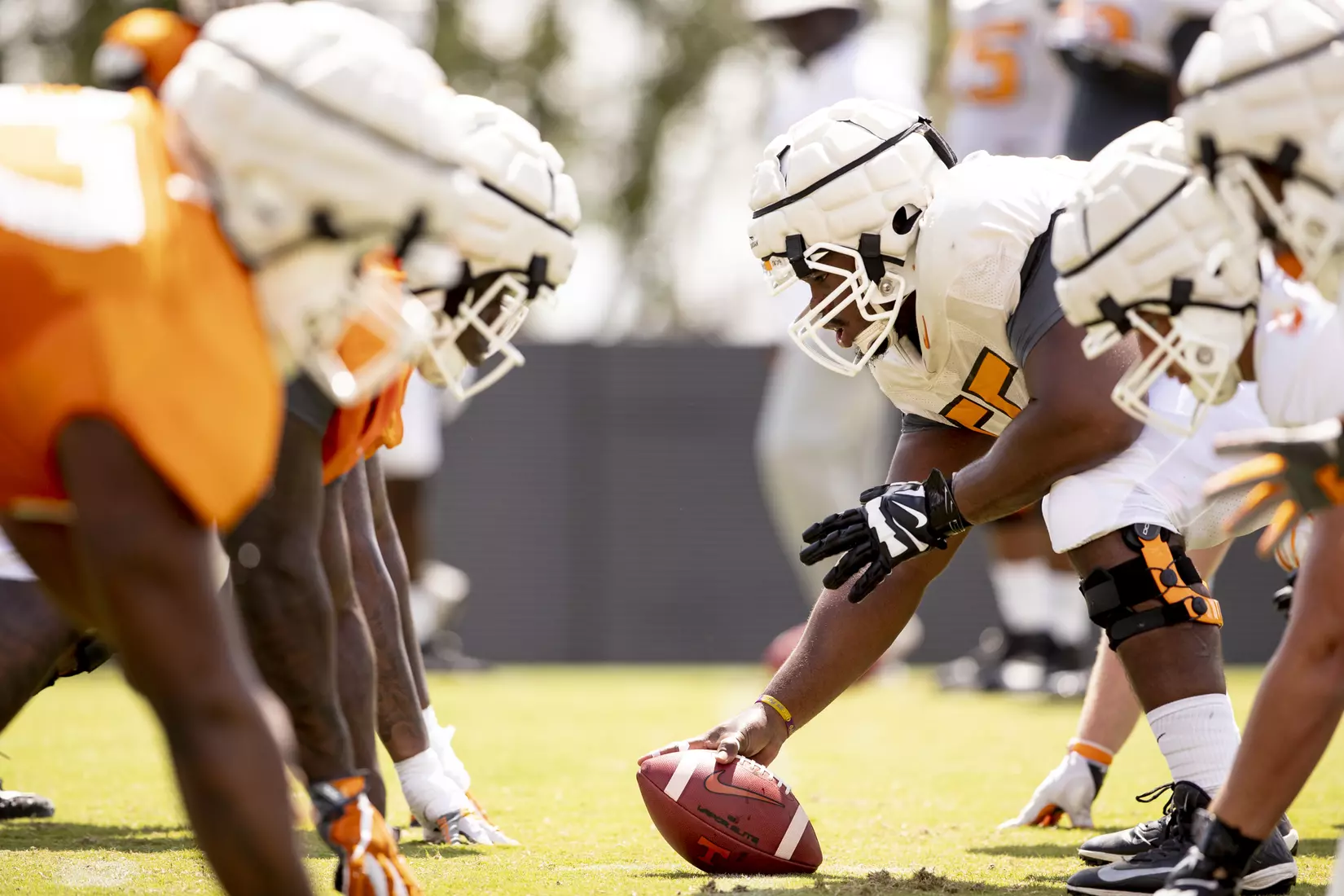 KNOXVILLE, TN - AUGUST 07, 2019 - Offensive lineman Brandon Kennedy #55 of the Tennessee Volunteers during 2019 Fall Training Camp practice on Haslam Field in Knoxville, TN. Photo By Andrew Ferguson/Tennessee Athletics