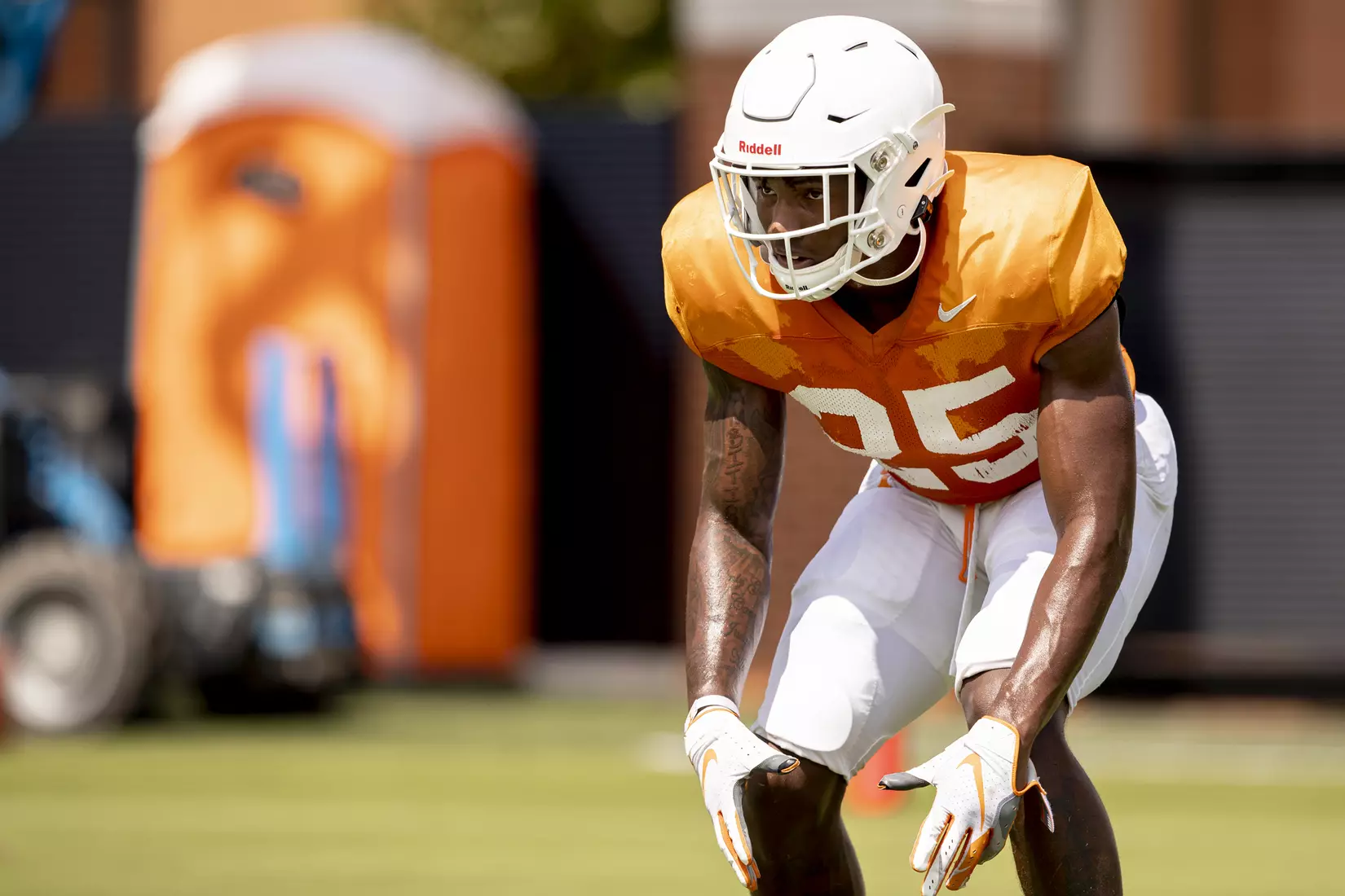 KNOXVILLE, TN - AUGUST 07, 2019 - Defensive back Jerrod Means #25 of the Tennessee Volunteers during 2019 Fall Training Camp practice on Haslam Field in Knoxville, TN. Photo By Andrew Ferguson/Tennessee Athletics