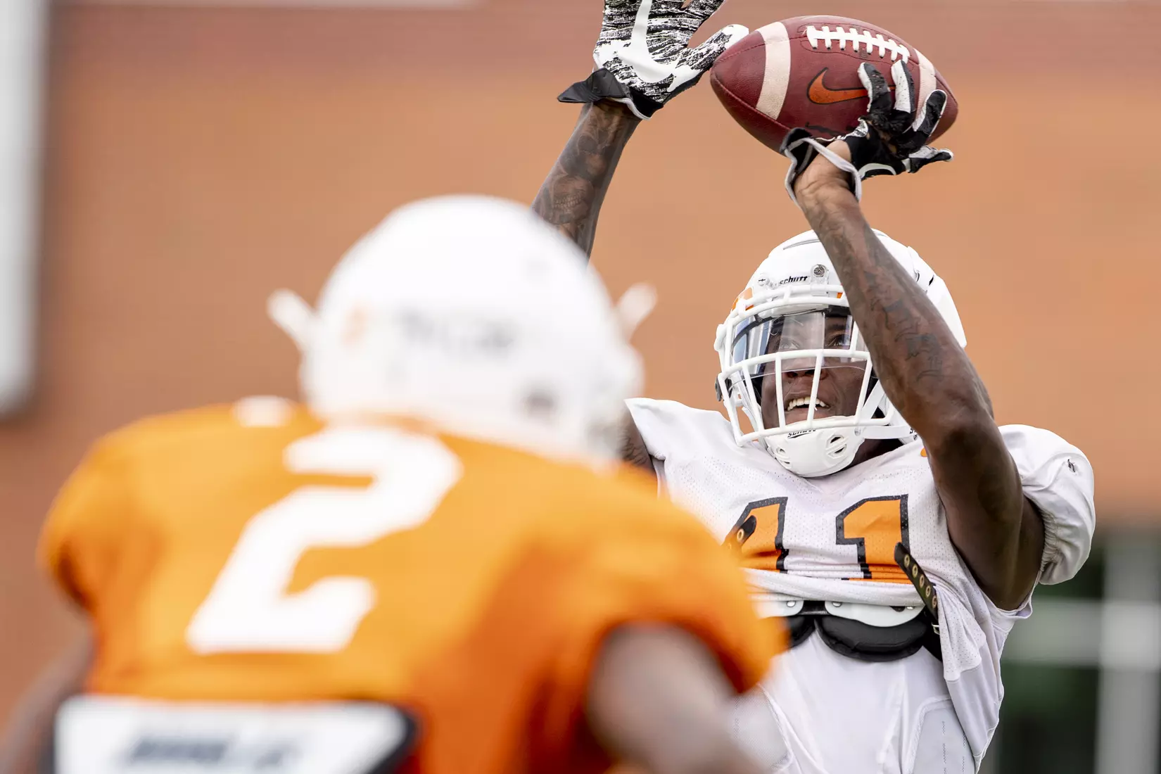 KNOXVILLE, TN - AUGUST 07, 2019 - Wide receiver #11 Jordan Murphy of the Tennessee Volunteers during 2019 Fall Training Camp practice on Haslam Field in Knoxville, TN. Photo By Andrew Ferguson/Tennessee Athletics
